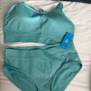 Cupshe Aqua Seamless Bralette & High-Waist Brief Set